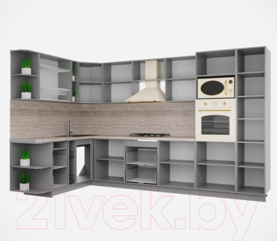 Кухонный гарнитур Интерлиния Мила Деко 1.88x3.4 левая