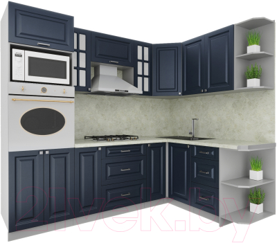 Кухонный гарнитур Интерлиния Мила Деко 1.68x2.4 правая - фото