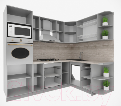 Кухонный гарнитур Интерлиния Мила Деко 1.68x2.4 правая
