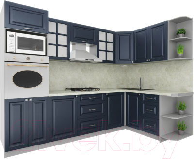 Кухонный гарнитур Интерлиния Мила Деко 1.68x2.8 правая - фото