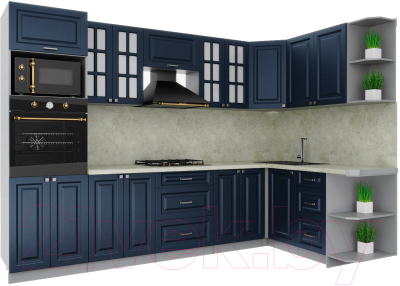 Кухонный гарнитур Интерлиния Мила Деко 1.68x3.0 правая - фото