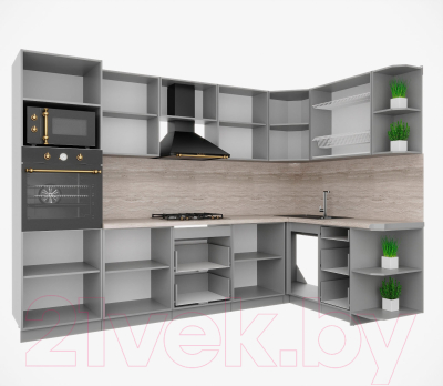 Кухонный гарнитур Интерлиния Мила Деко 1.68x3.0 правая