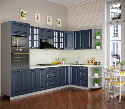 Кухонный гарнитур Интерлиния Мила Деко 1.68x3.0 правая