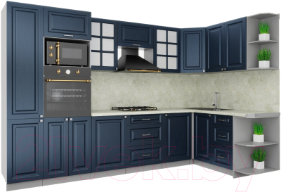 Кухонный гарнитур Интерлиния Мила Деко 1.68x3.2 правая - фото