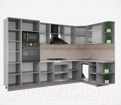 Кухонный гарнитур Интерлиния Мила Деко 1.68x3.2 правая