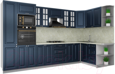 Кухонный гарнитур Интерлиния Мила Деко 1.68x3.4 правая - фото