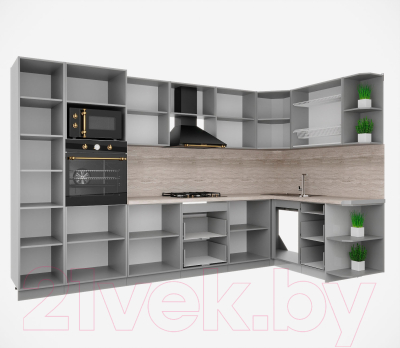 Кухонный гарнитур Интерлиния Мила Деко 1.68x3.4 правая