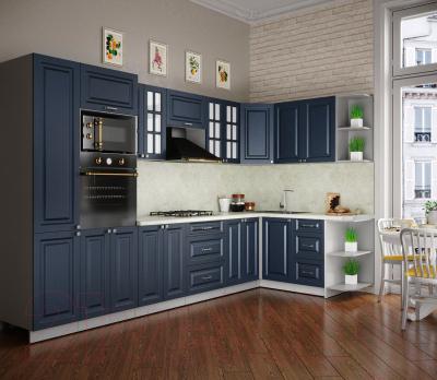 Кухонный гарнитур Интерлиния Мила Деко 1.68x3.4 правая