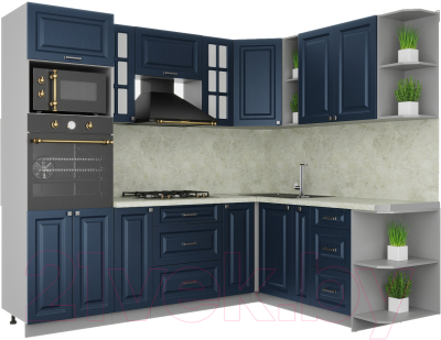 Кухонный гарнитур Интерлиния Мила Деко 1.88x2.4 правая - фото