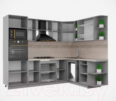 Кухонный гарнитур Интерлиния Мила Деко 1.88x2.6 правая