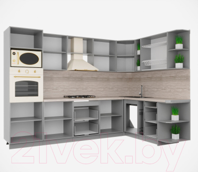 Кухонный гарнитур Интерлиния Мила Деко 1.88x3.0 правая