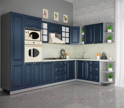 Кухонный гарнитур Интерлиния Мила Деко 1.88x3.2 правая