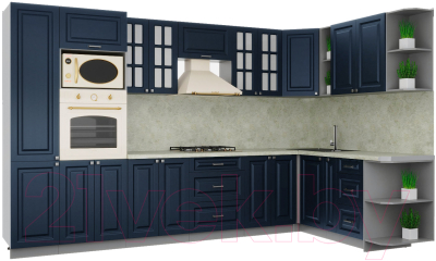 Кухонный гарнитур Интерлиния Мила Деко 1.88x3.4 правая - фото