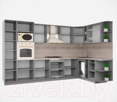 Кухонный гарнитур Интерлиния Мила Деко 1.88x3.4 правая