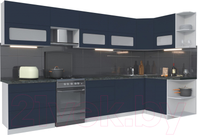 Готовая кухня Интерлиния Мила Матте 1.5x3.5 Б правая - фото