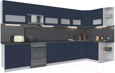 Готовая кухня Интерлиния Мила Матте 1.5x3.9 Б правая - фото
