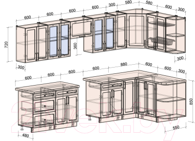 Готовая кухня Интерлиния Тренд 1.5x3.3 правая