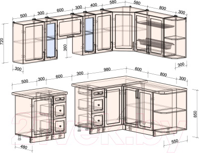 Готовая кухня Интерлиния Тренд 1.7x2.7 правая