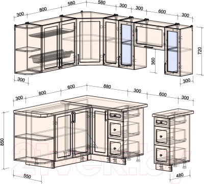 Готовая кухня Интерлиния Тренд 1.7x2.1 левая