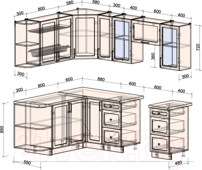 Готовая кухня Интерлиния Тренд 1.7x2.3 левая