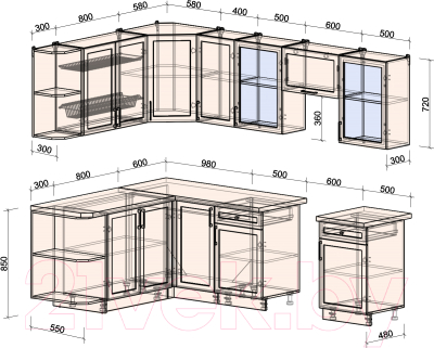 Готовая кухня Интерлиния Тренд 1.7x2.6 левая