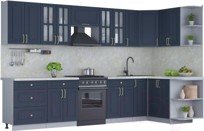 Готовая кухня Интерлиния Мила Шато 1.5x3.3 правая - фото