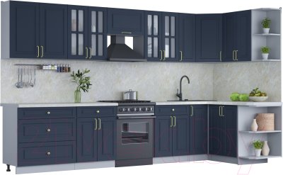 Готовая кухня Интерлиния Мила Шато 1.5x3.5 правая - фото