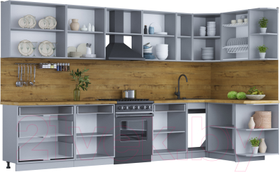 Готовая кухня Интерлиния Мила Шато 1.5x3.5 правая