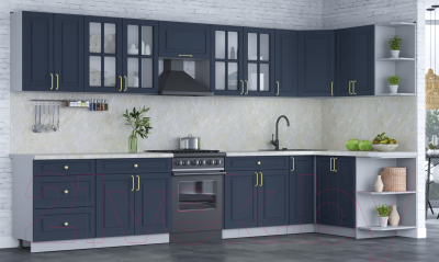 Готовая кухня Интерлиния Мила Шато 1.5x3.7 правая