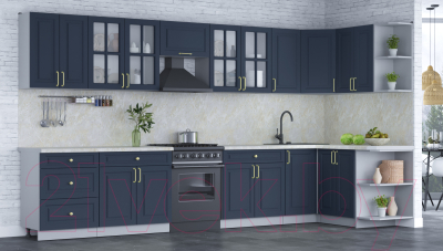 Готовая кухня Интерлиния Мила Шато 1.5x3.8 правая