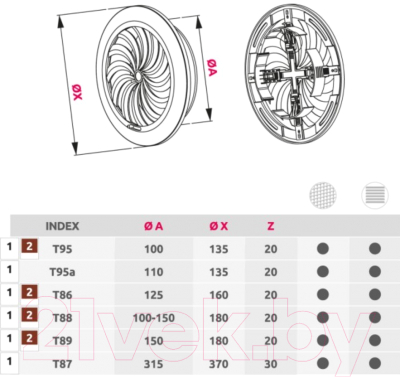 Решетка вентиляционная Awenta Classic T86