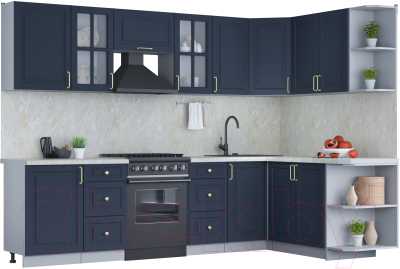 Готовая кухня Интерлиния Мила Шато 1.7x2.9 правая - фото