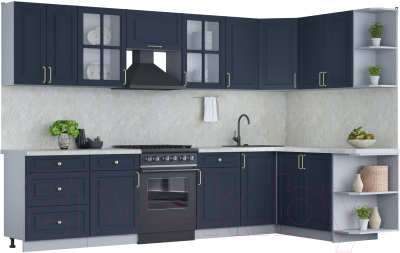 Готовая кухня Интерлиния Мила Шато 1.7x3.2 правая - фото