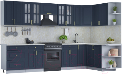 Готовая кухня Интерлиния Мила Шато 1.7x3.3 правая - фото