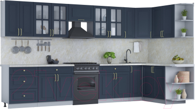 Готовая кухня Интерлиния Мила Шато 1.7x3.7 правая - фото