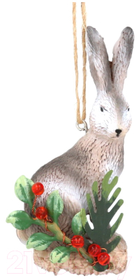 Елочная игрушка Gisela Graham Potting Shed Заяц на бревне / 15560 - фото