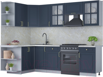 Готовая кухня Интерлиния Мила Шато 1.5x2.6 левая - фото