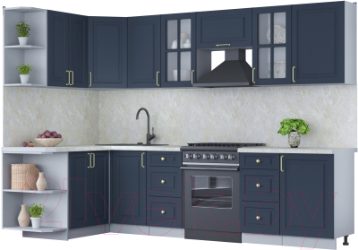 Готовая кухня Интерлиния Мила Шато 1.5x2.9 левая - фото