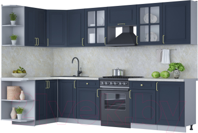 Готовая кухня Интерлиния Мила Шато 1.5x3.1 левая - фото