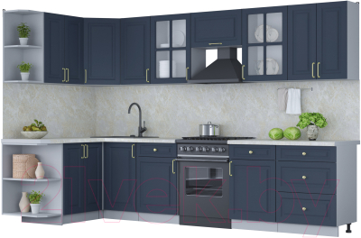 Готовая кухня Интерлиния Мила Шато 1.5x3.2 левая - фото