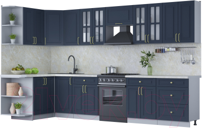 Готовая кухня Интерлиния Мила Шато 1.5x3.4 левая - фото