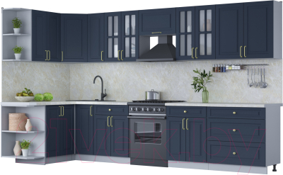 Готовая кухня Интерлиния Мила Шато 1.5x3.5 левая - фото