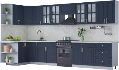 Готовая кухня Интерлиния Мила Шато 1.5x3.7 левая - фото