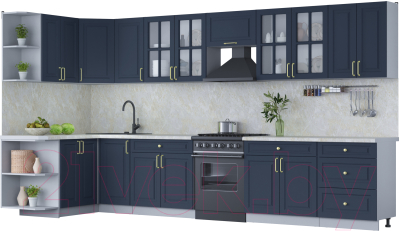 Готовая кухня Интерлиния Мила Шато 1.5x3.8 левая - фото