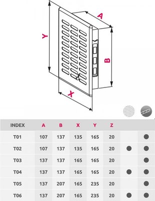 Решетка вентиляционная Awenta Eko T01GR