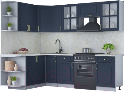 Готовая кухня Интерлиния Мила Шато 1.7x2.5 левая - фото