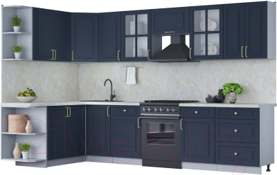 Готовая кухня Интерлиния Мила Шато 1.7x3.2 левая - фото