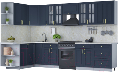 Готовая кухня Интерлиния Мила Шато 1.7x3.3 левая - фото