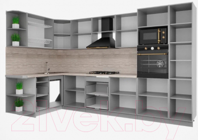 Готовая кухня Интерлиния Мила Шато 1.68x3.4 ВТ левая