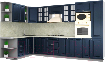 Готовая кухня Интерлиния Мила Шато 1.88x3.4 ВТ левая - фото